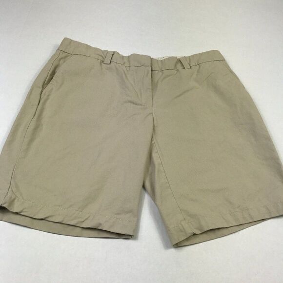 Tommy Hilfiger Womens Cotton Chino Khaki Shorts Beige Flat Front Pockets Size 4 - Picture 3 of 11